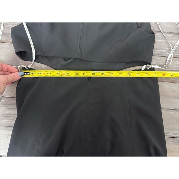 Halston Heritage Black Cut Out Women's‎ Cap Sleeve V Neck Flowy Skirt size 8 - Picture 14 of 15